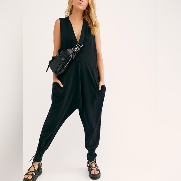 Free People Black What’s Up Jumpsuit Romper Size Small - Picture 1 of 7